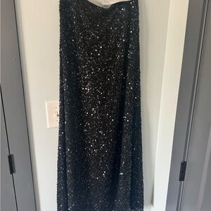 Vintage Camille Morgan Beaded Black Sequin Silk Evening Skirt